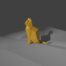 cat home lowpoly chat 3d print model - Mito3D