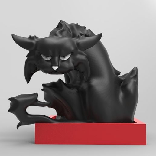 gato felino diabólico Preto místico feitiçaria barba doente 3D print model - Mito3D