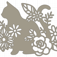 cat & flowers 3d print model - Mito3D