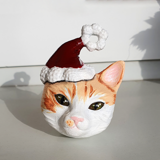 cat - christmas tree decoration hung xmas gift season winter pet keychain 3d print model - Mito3D