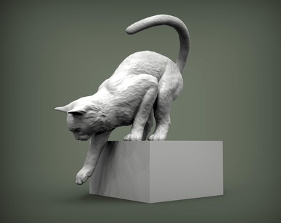 gatto 3d stampa animale mammifero selvaggio domestico gattino natura scultura statuetta souvenir presente Stampa modello scolpire arte sculture 3d print model - Mito3D