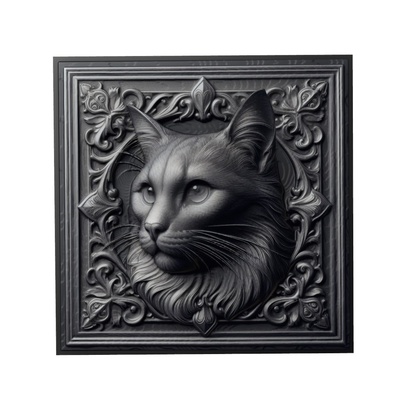 gatto animale sollievo arte animali yeggi mito3d fallimento google ciondoli medaglione animal relief wall art parete 3d print model - Mito3D