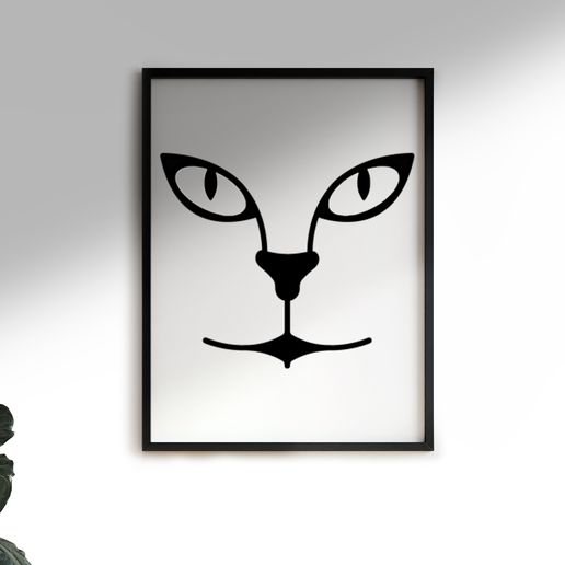 gato animal pared Arte decoración ornamento 3D print model - Mito3D