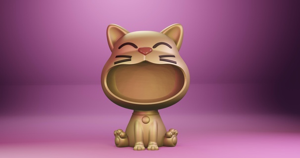 gato cuenco envase apoyo animal joyería joya almacenamiento 3d print model - Mito3D