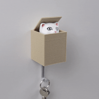 cat box - wall key hanger cute kitten 3d print model - Mito3D