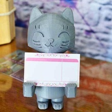 cat business card holder cards gadget office organization tool stand 3d print model - Mito3D