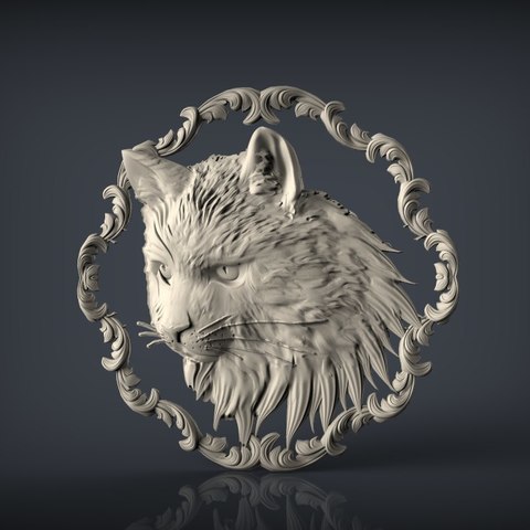 cat bust cnc art 3D print model - Mito3D