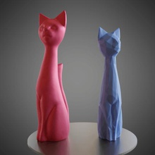 cat cartoon style low poly high statue remix chat katze gato gatto kota animal faceted decor 3dp 3d printing 3d print model - Mito3D
