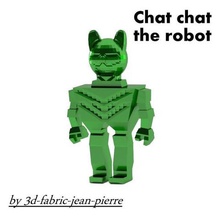 gatto chat robot art giocattolo semplice bot 1 10 3 fantascienza geek nerd soprammobile office casa stl obj stampabile divertente easy print la decorazione piano di lavoro carino migon soddisfazione 3d print model - Mito3D