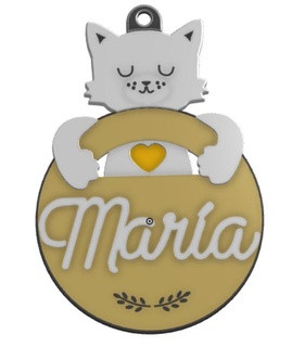 gatto Natale ornamento chiave squillare portachiavi tenero 3d print model - Mito3D