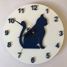 cat clock time decoration home wall 2d 3d print model - Mito3D