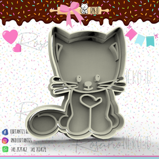 cat cookie cutter - cortante gatito 3d printing kitty bakery cold porcelain 3d print model - Mito3D