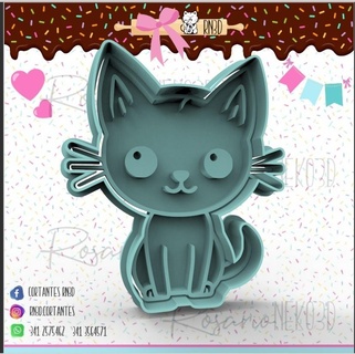 cat cookie cutter - cortante gatito 3d printing kitty bakery cold porcelain 3d print model - Mito3D