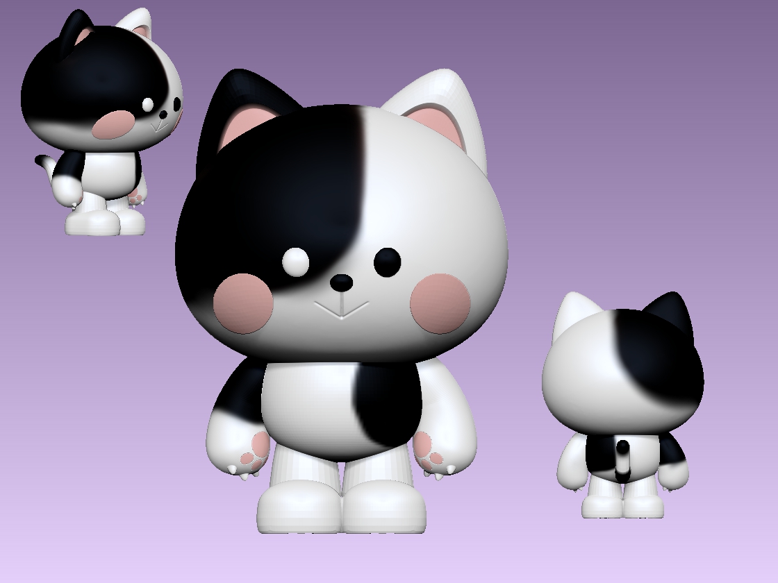 gatto mucca giocattolo d'arte panda animale carattere cane cucciolo coniglietto 3D print model - Mito3D
