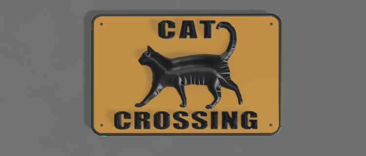 cat crossing plaque art wall pet shop home design 3d print model - Mito3D