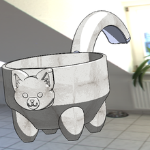 cat cup- art utencilio animal toy cool drink chat bowl 3d print model - Mito3D