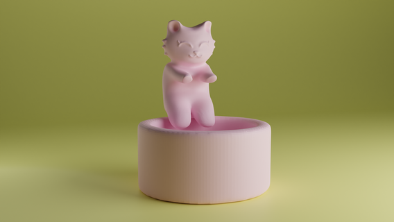cat cup candle holder decoration pencil case kitten Tools candleholder little table desk 3d print model - Mito3D