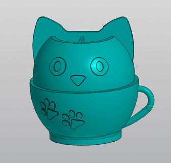 cat cup organizer penholder pencilholder desktop holder stationery storage office-supply kitty kitten pet animal 3d print model - Mito3D