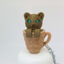 cat cup art cup key ring cat chat