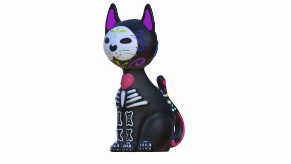 cat dog Art animal halloween day of the dead decoration 3d print model - Mito3D