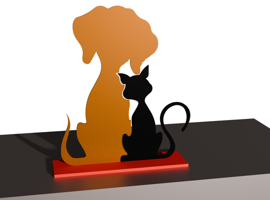 kedi köpek siluet dekoratif cnc lazer kesme ev sanat dekorasyon süs sanatsal evcil hayvanlar 3d print model - Mito3D