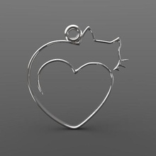 cat earring jewelry heart pendant keychain luifer 3d print model - Mito3D