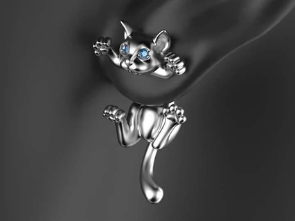 gatto orecchino cat earrings jewelry art angry stl file 3d printing 3d print model - Mito3D