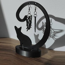cat earring display kitten holder support fancy gift woman girl jewelry organizer animal zoo halloween woman's day mother's pet 3d print model - Mito3D