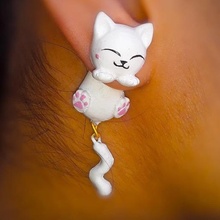 chat boucles d'oreilles pendre bijoux boucle d'oreille oreille 3d print model - Mito3D