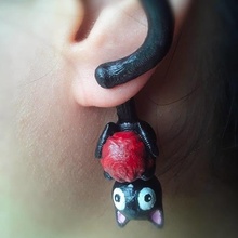 chat boucles d'oreilles pendaison queue bijoux boucle d'oreille pendre oreille 3d print model - Mito3D