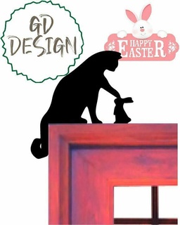 cat easter bunny door topper sign 3d print model - Mito3D
