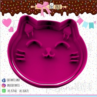 cat face cookie cutter - 3d printing kitty bakery cold porcelain 3d print model - Mito3D