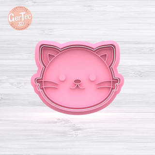 cat face cutter stamp cookie seal mass cookies cold porcelain ceramics 3d print model - Mito3D