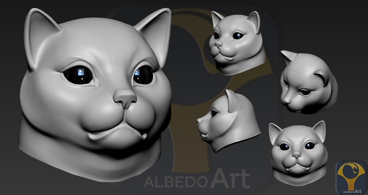 gatto grasso animale domestico russo blu gattino miniature figurine arte sculture 3d print model - Mito3D