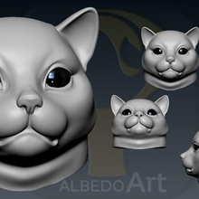 gatto grasso art cat animale domestico il russo blu kitty miniature figurine sculture 3d print model - Mito3D