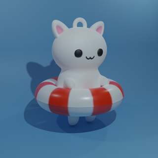 gato flotador animal llavero adorable 3d print model - Mito3D