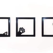 gato marcos decoración Arte pared colgando gracioso gatos animal negro imagen 3d print model - Mito3D