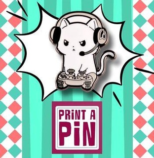 cat gamer pin brooch pins keychain fridge magnet hoop earing 3d print model - Mito3D