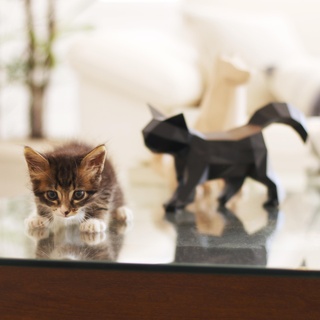 chat géométrique animal compagnie décor chambre poly lowpoly facette petlove conception jouet art 3d print model - Mito3D