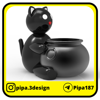 cat halloween candy dish cat halloween witches scary night fear candy maker cat casserole  3d print model - Mito3D