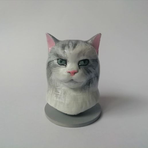 kedi baş Sanat başı hayvan büst heykelcik 3D print model - Mito3D