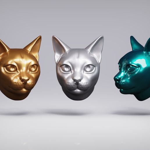 cat head art mystic mystical pendant ring animal rock printable sculpture kitten cats jewellery jewelry feline eyes 3D print model - Mito3D
