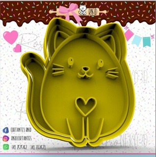 cat heart cookie cutter heart - cat heart cookie cutter  3d print model - Mito3D