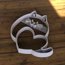 chat cœur d'un emporte-pièce la maison biscuit les aliments des bonbons saint valentin le bicarbonate cuire au four cuisine l'amour mignon 3d print model - Mito3D