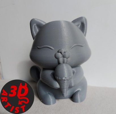 kedi buz krem ev heykelcik heykel oyuncak karakter yavru yavrusu erkek hayvan evcil hayvan pati miyav kafe 3d print model - Mito3D