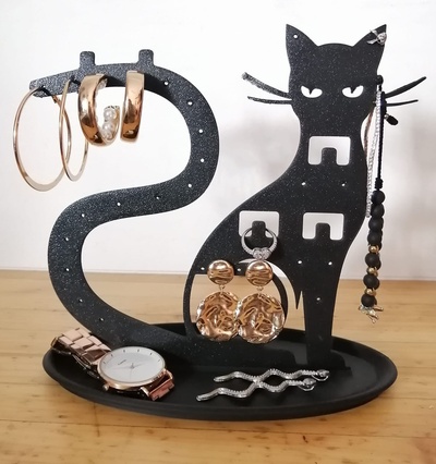 chat bijoux afficher supporter boîte 3d print model - Mito3D