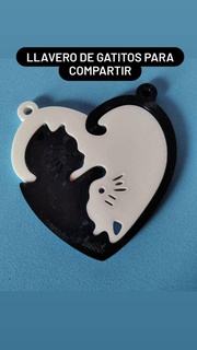 gato chave correntes compartilhar chaveiro gatos casal amigos Keichain amar amizade 3d print model - Mito3D