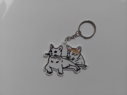 cat key chains sleeping minino mixito mishi keychain white 3d print model - Mito3D
