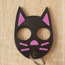 Katze Schlüsselbund Gadget Schlüssel Ring amerikanisch Faust Verteidigung Feminist 3d print model - Mito3D
