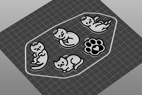 cat keychain pack cats keychains 3d print model - Mito3D
